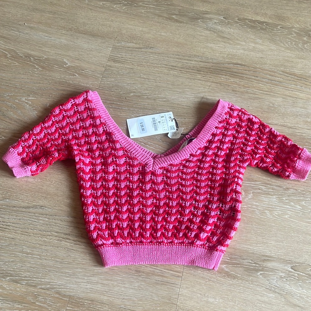 ZARA KNIT CROCHET TOP NWT size small